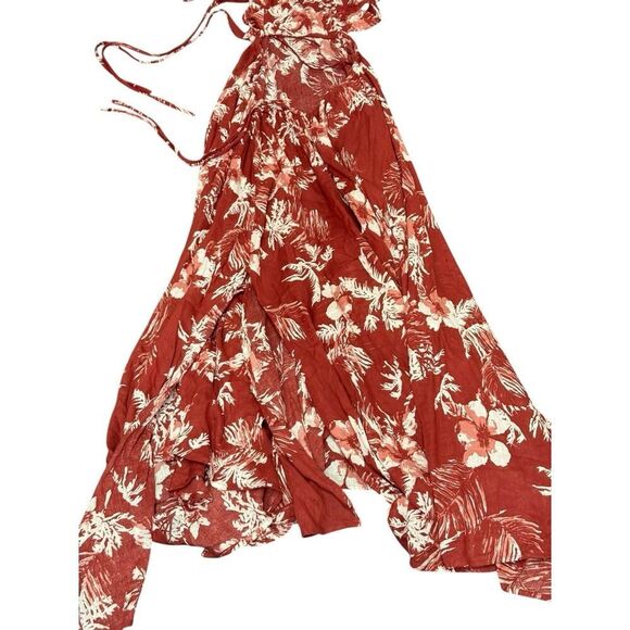 Free People Lille Halter Maxi Dress Raspberry Red Floral Cutout Sz S Cotton - Picture 12 of 15